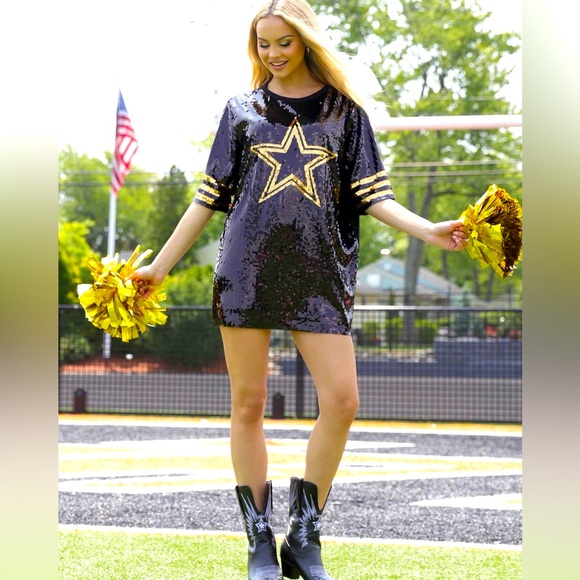 GAMEDAY sequin DRESS!!! Black & gold sequin . Brand new!! - Picture 1 of 1